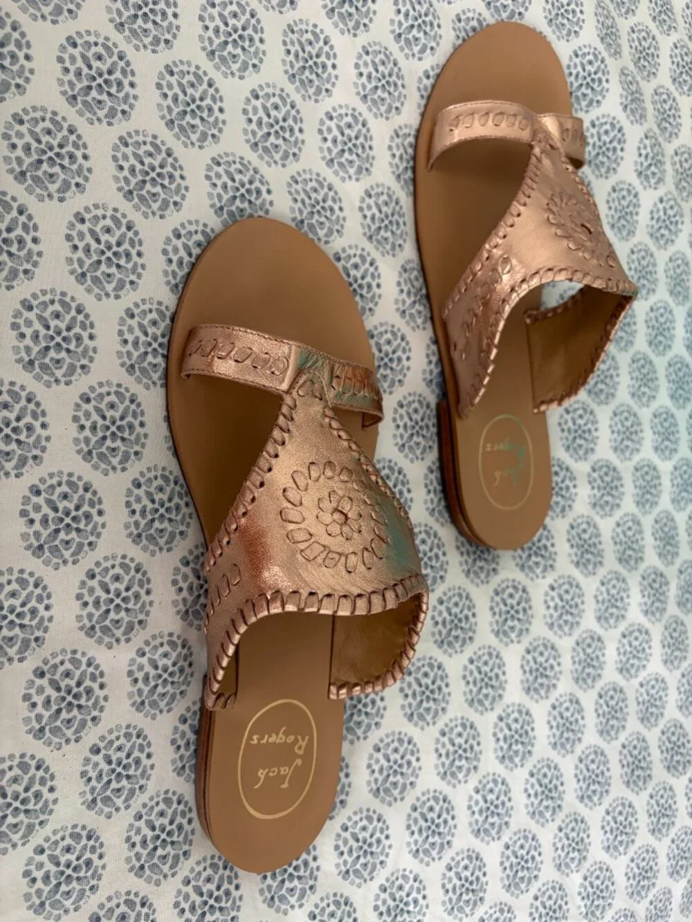 RARE JACK ROGERS Sarah Rose Gold Sandals size 9M